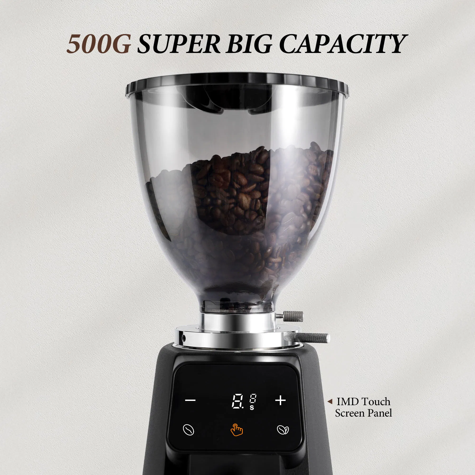 Large 500g Hopper 100 Settings Espresso Grinder Professional 64mm Burr Coffee Grinder