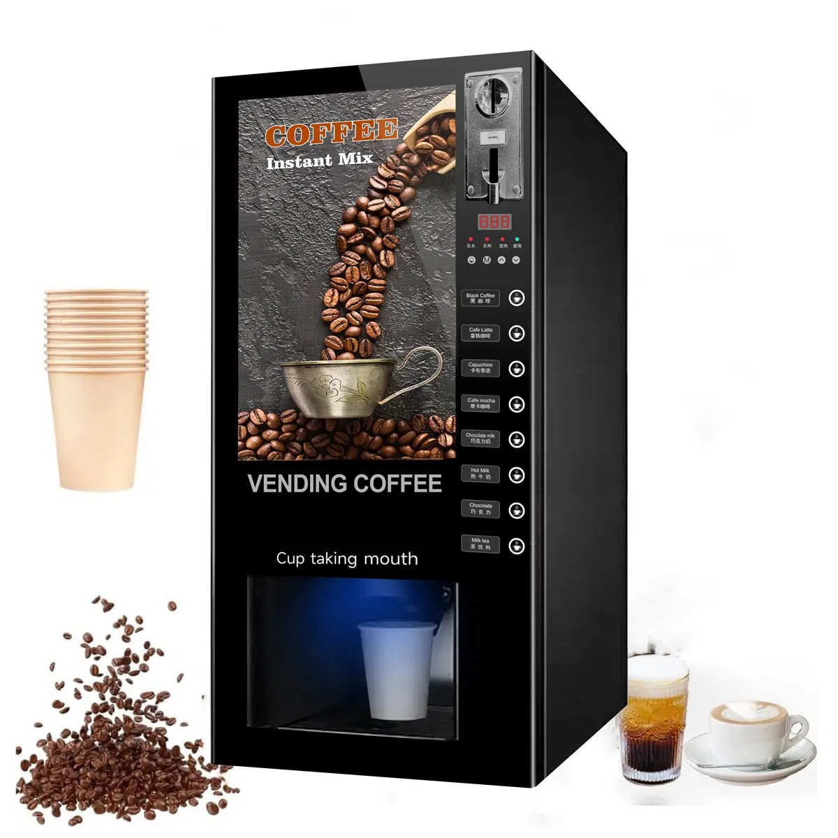 Commercial 110V/220V Electric Coin-Operated Coffee Instant Vending Machine for Coffee Shop Offices