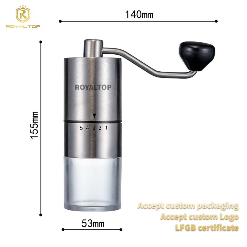 Home Office Travel Portable Crank Handle Vintage Hand Coffee Grinder with Manual Coarseness Settings Ceramic Conical Burr