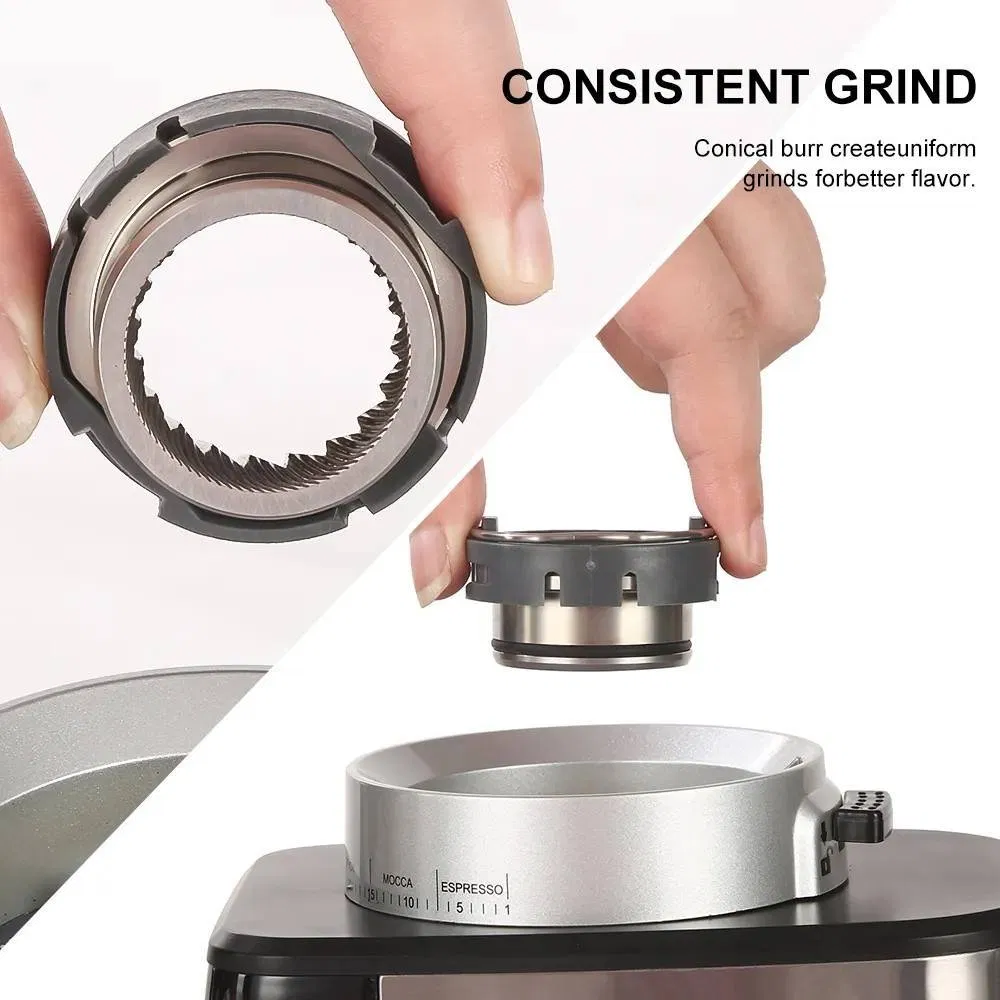 Espresso Coffee Grinder Electric with Precision Timer, Touchscreen, Precise Settings for Home Use, Anti-Static, Stainless Steel