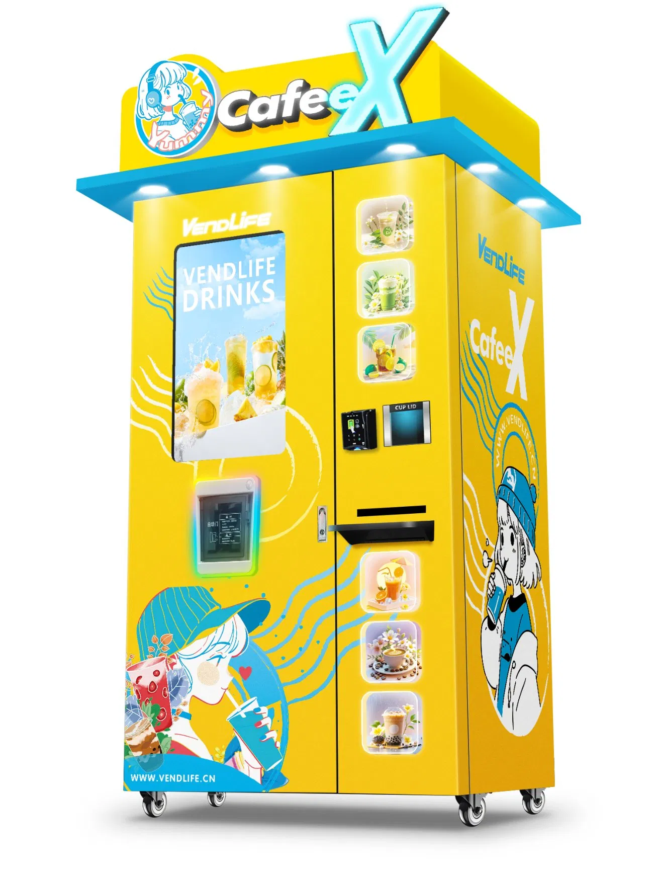 Smart Automatic Ice Maker Hot and Cold Drinking Juice Milk Tea Coffee Vending Machine with Touch Screen Liquid Milkshake Cafe Vending Machine with Card Reader