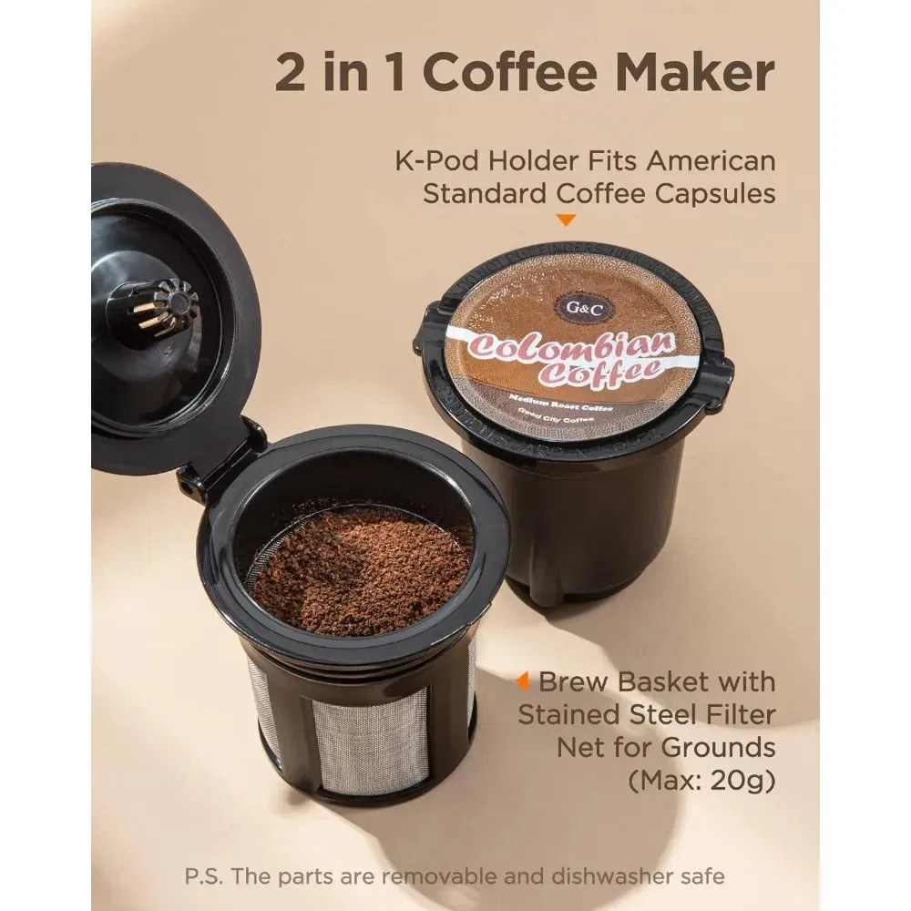 K-Cup Coffee Maker Single Serve Instant One Cup for K Cup &amp; Ground Coffee Capsule Coffee Machine