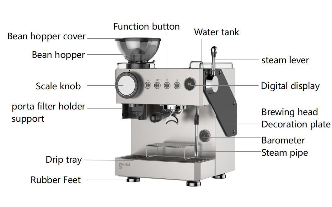 Multi-Function Commercial Coffee Machine and Grinder