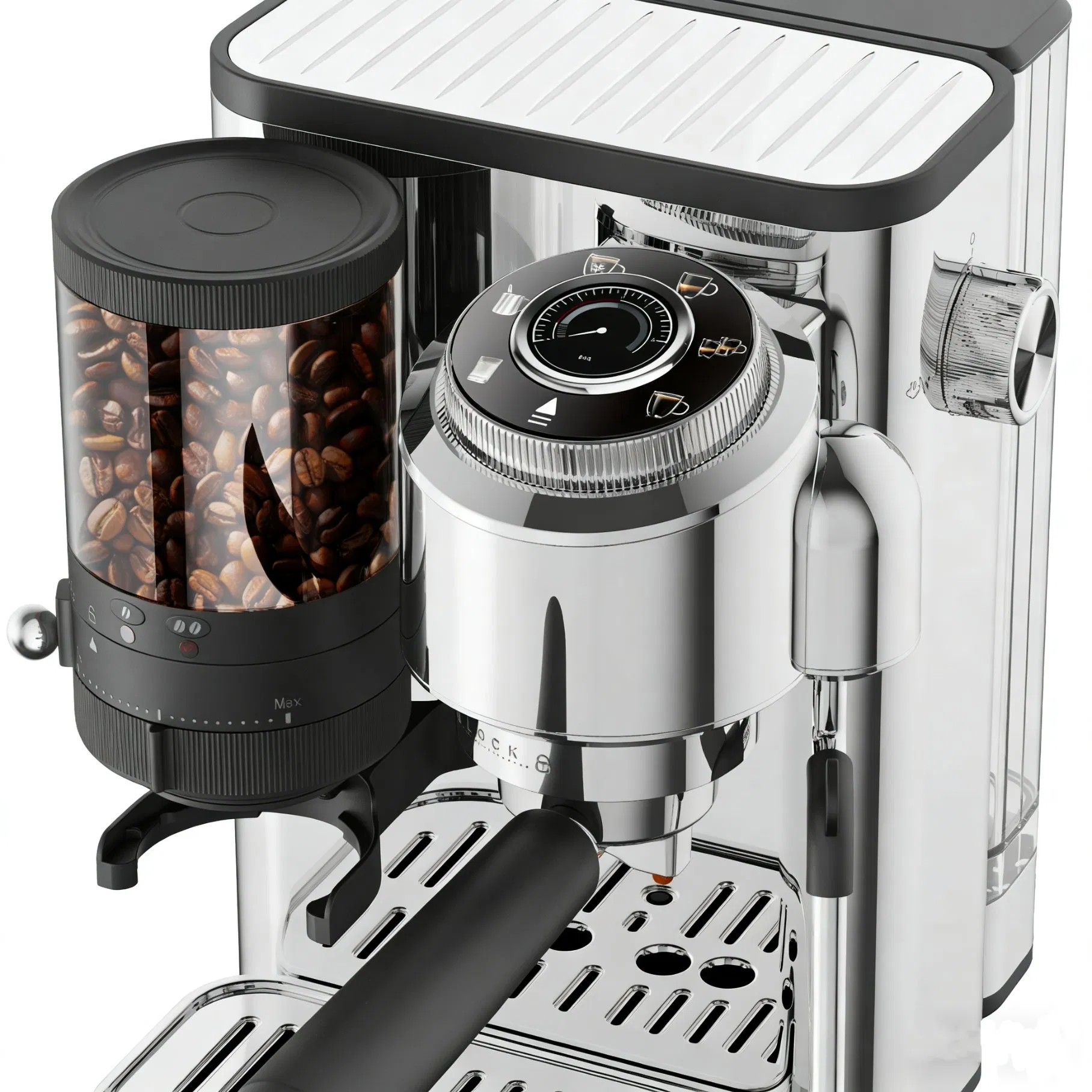 Italian Coffee Maker Semi-Automatic Espresso with Grinder Programmable and Electric Powered for Household Use