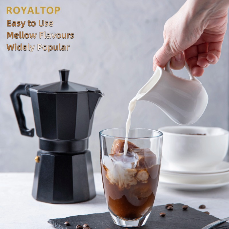 Suppliers Silver Black Red Custom Octagonal Moka Pot Steam Percolator Portable Coffee Maker for Kitchen Gas Stove