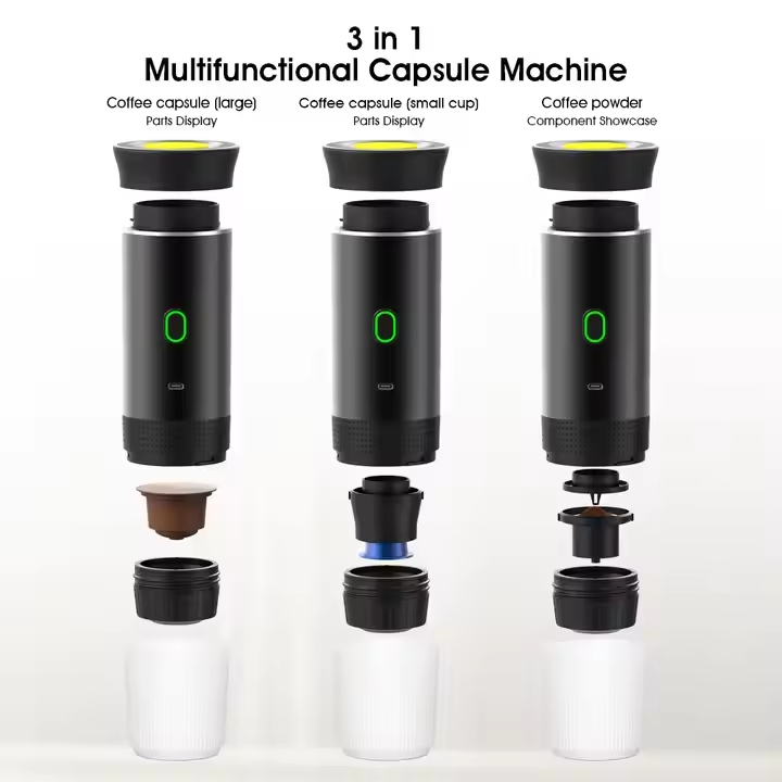 Portable Coffee Maker with Self- Heating Travel Drip Capsule Coffee Espresso Machine Mini Portable Cold Hot Brew Coffee Maker