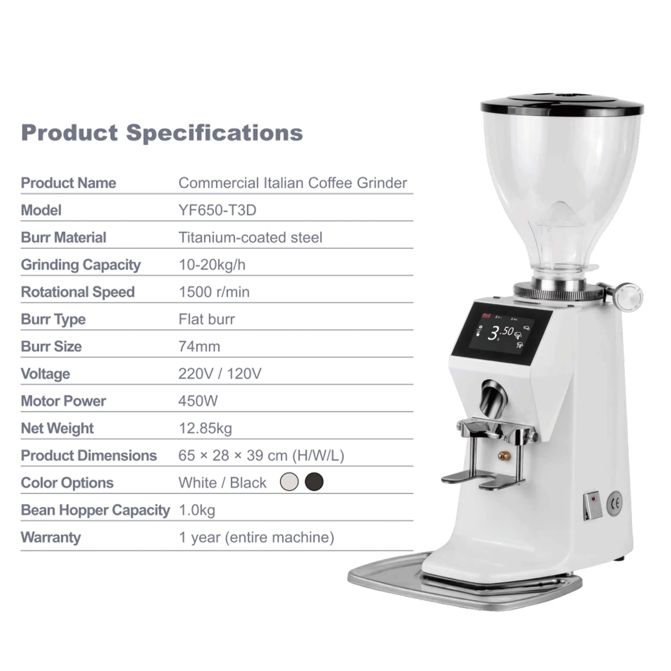 Professional Barista Grade 74mm Flat Burr Coffee Electric Grinder