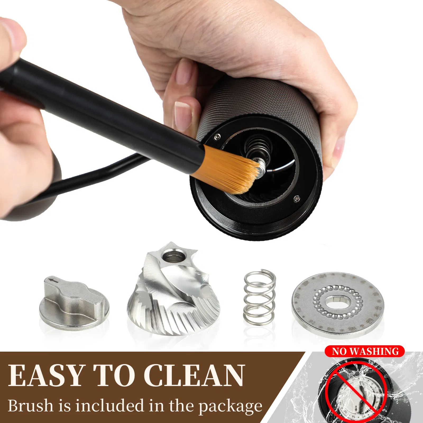 Portable Travel, Camping Home Brewing Adjustable Manual Burr Coffee Grinder Set with Stainless Steel Body and Precise Settings