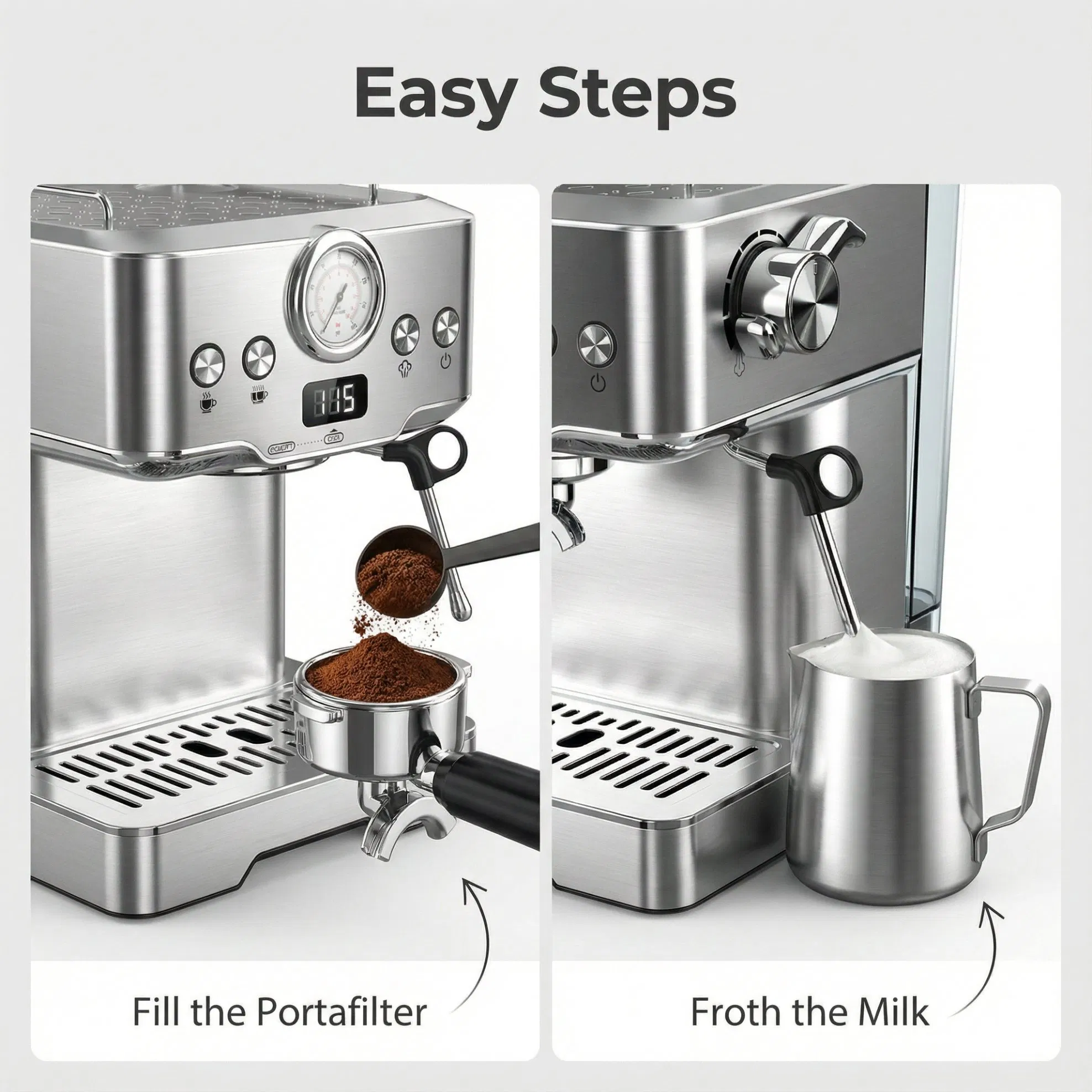 Semi-Automatic Espresso Coffee Machine with 20 Bar Pressure