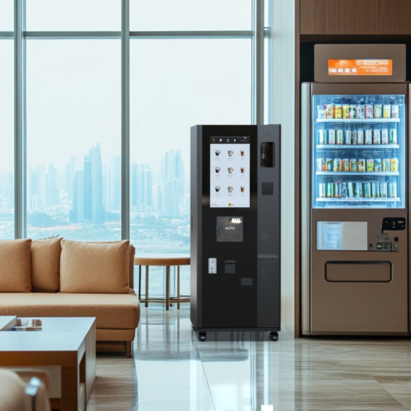 Fully Automatic Self-Service Intelligent Commercial Freshly Ground Coffee Vending Machine with 21.5-Inch Touch Screen and Multi-Pament and Cleaning Function