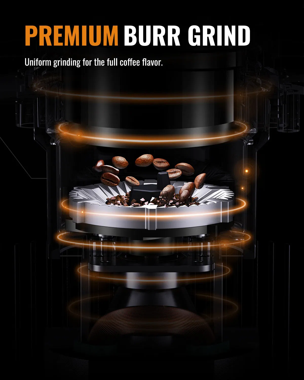 Anti-Static Conical Burr Coffee Grinder Adjustable Burr Mil Grind Setting 2-12 Cup New Fashion Grindermachine