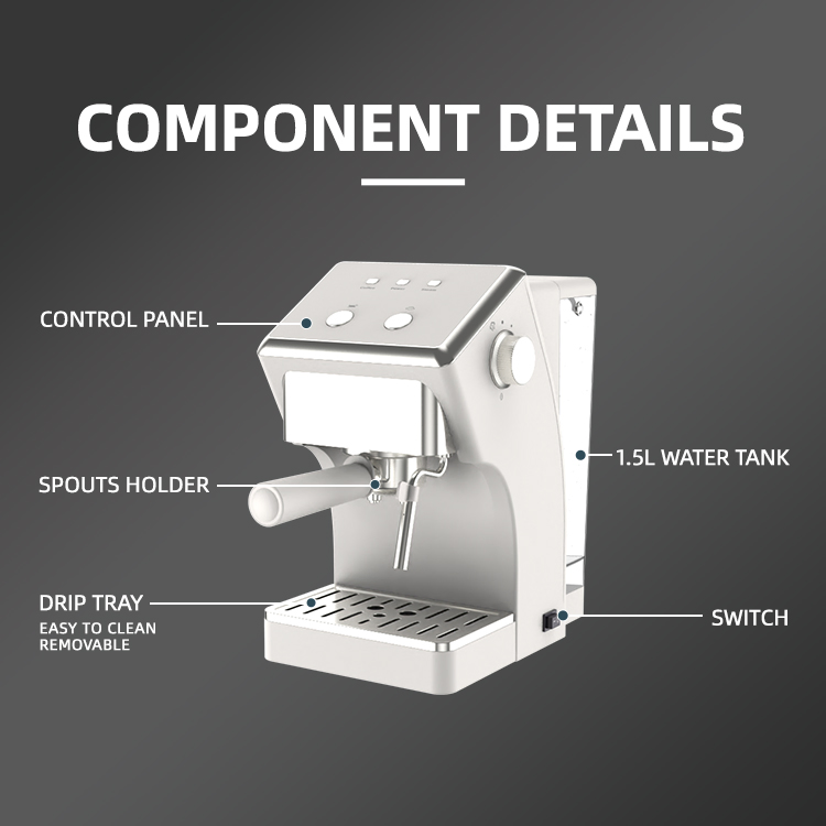 Drip Type Espresso Coffee Machine 1000W 1.5L Large Water Tank Coffee Maker