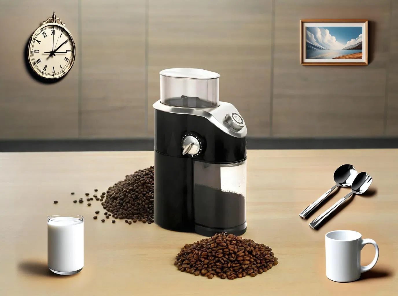 Electric Burr Coffee Grinder, Adjustable Burr Mill with 18 Precise Grind Setting for 2-14 Cup (Black)