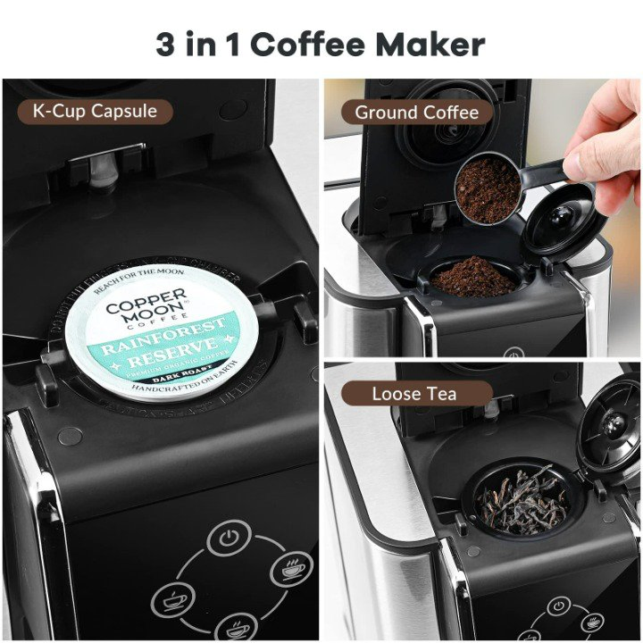 Hot Sale 120V 1150W Coffee Maker 3-in-1 Single Serve Ground Coffee Machine