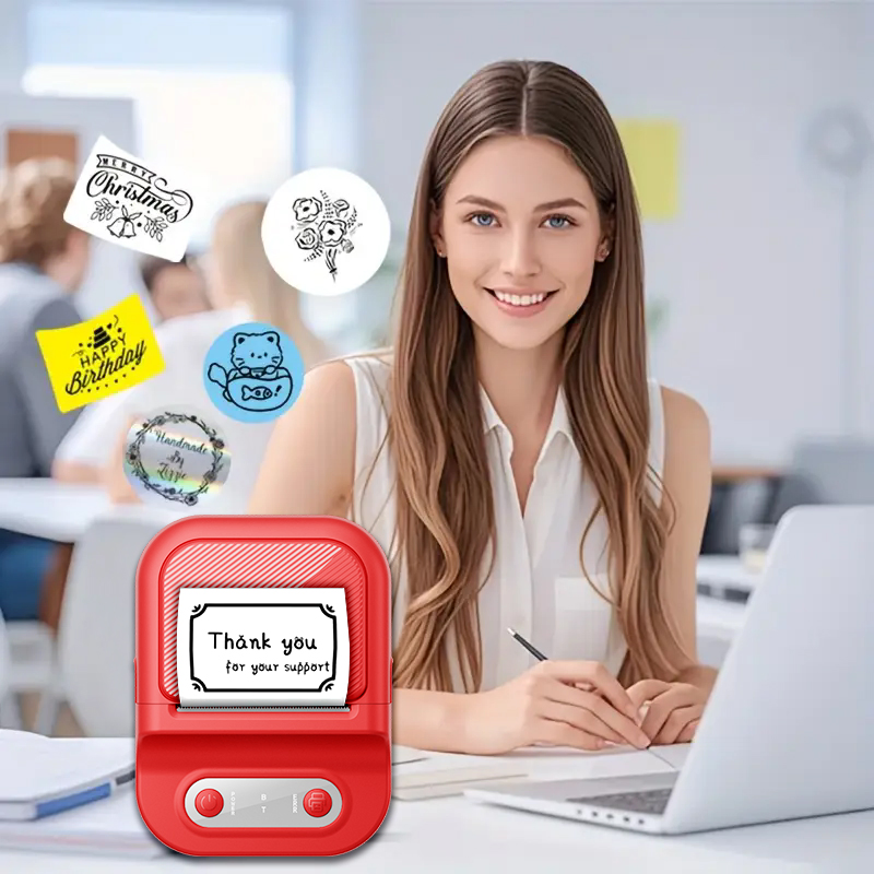 1PC Mini Thermal Label Printer with USB Charging, Portable Office &amp; Study Use for Coffee Notes, Planner Dates, Compact Design, Thermal Printing