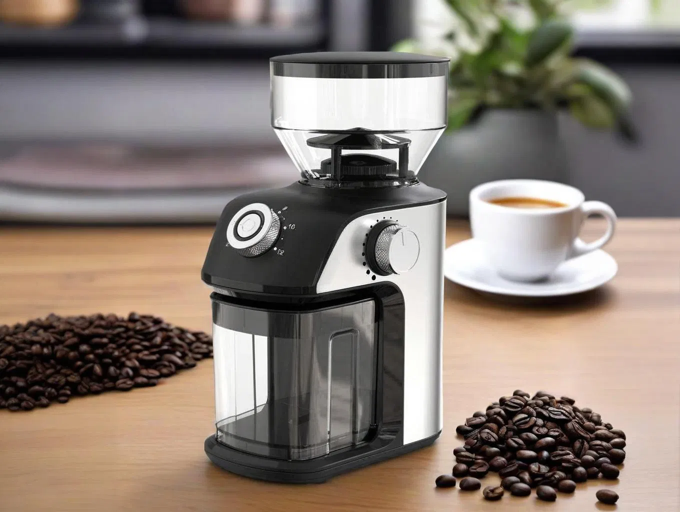 Electric Burr Coffee Grinder, Adjustable Burr Mill with 18 Precise Grind Setting for 2-14 Cup