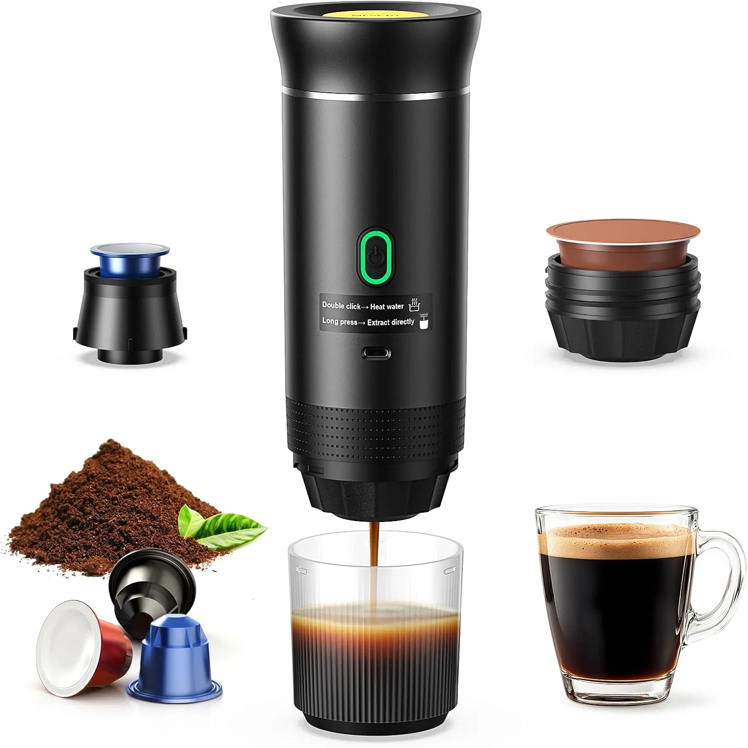 3-in-1 Multifunctional One-Touch Start Coffee Maker Mini Portable Capsules Coffee Maker