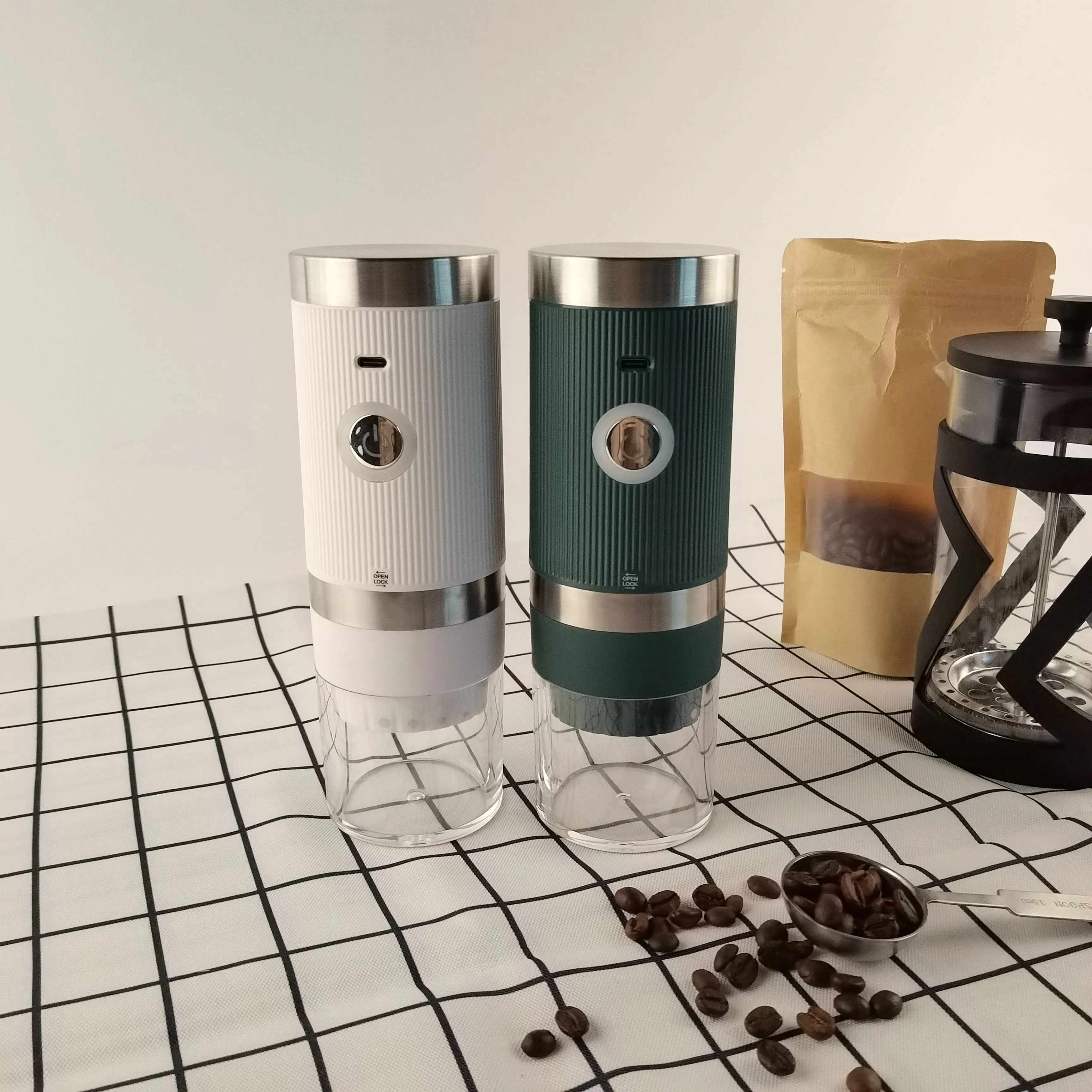 Portable USB Rechargeable Electric Conical Burr Coffee Bean Grinder Coffee Mill for Kitchen