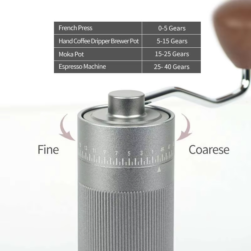 Hot Sale External Adjustable Settings Manual Coffee Grinder Hand Stainless Steel Conical Burr Coffee Bean Grinder
