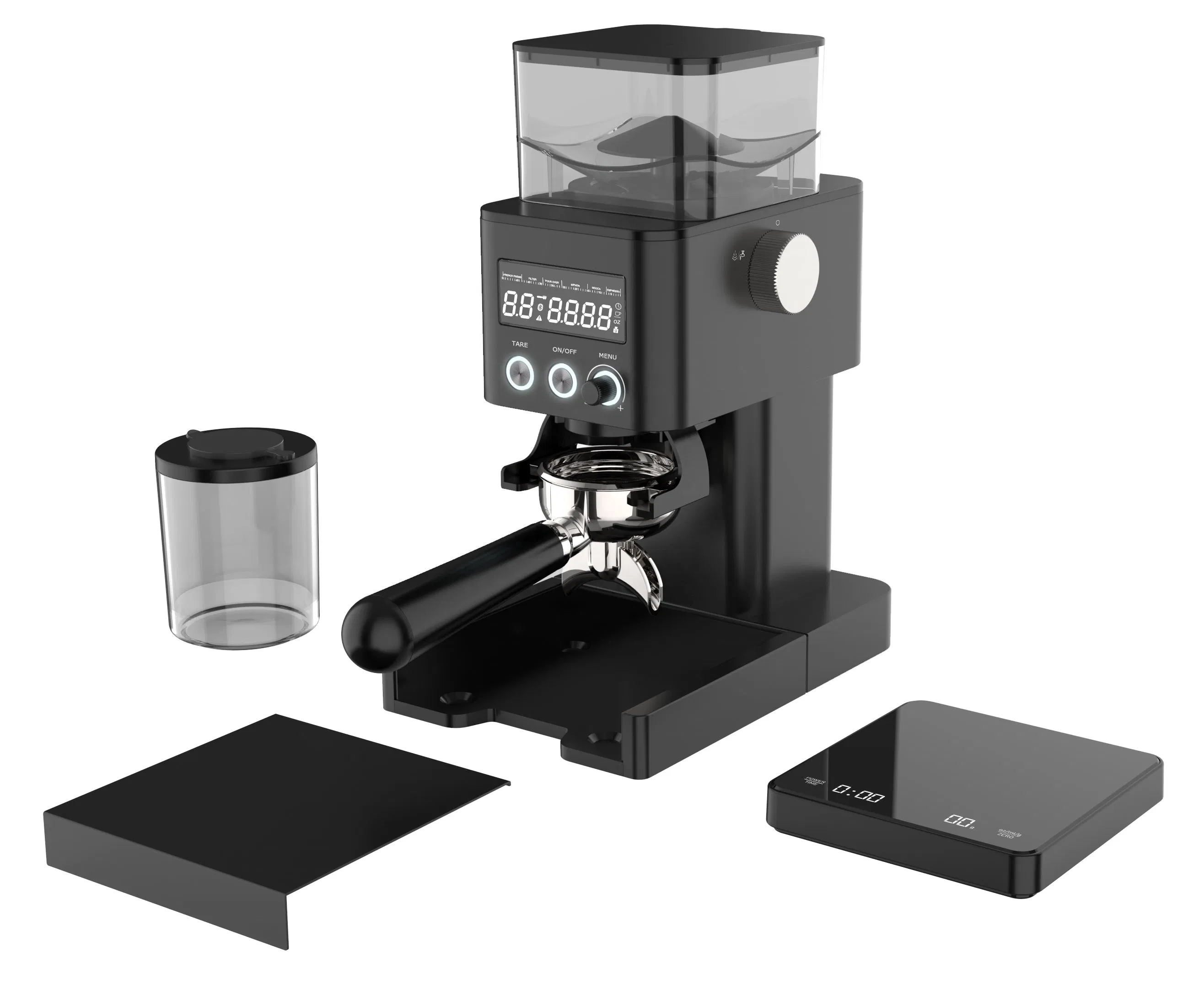 Electric Coffee Grinder with LED Screen &amp; Scale Device, Coffee Grinder, with 31 Precise Settings, for Espresso Drip and French Press, Stainless Steel