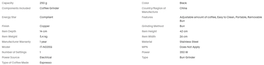 Specifications Banner