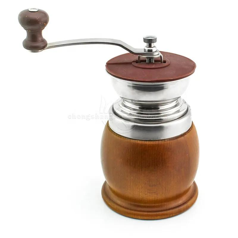Stainless Steel Manual Wooden Hand Crank Coffee Mill Grinder