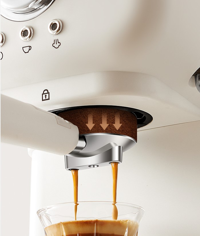 Italian Semi-Automatic Coffee Machine Home Office High Pressure Concentrated Steam Milk Foam Machine with Coffee Pot