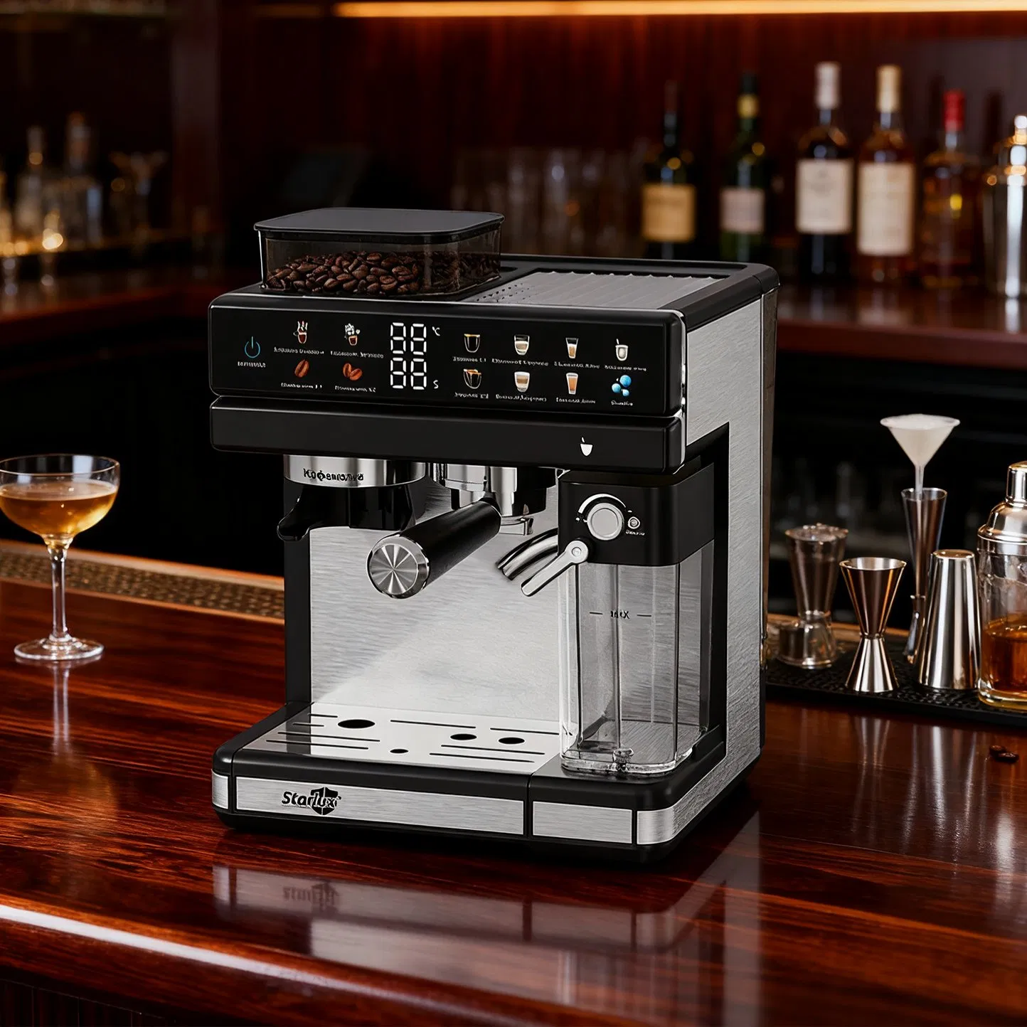 Entry Level Semi Automatic Coffee Machine with Measuring Cup Reminder Auto Power-off for Beginners Anti-Drip Spout Prevents Messy Countertops