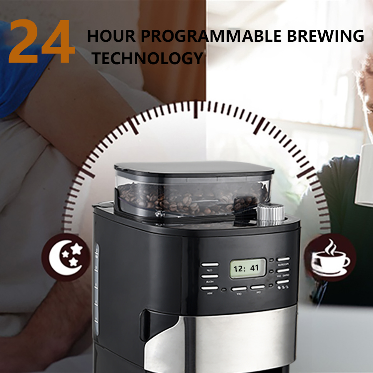 Espresso Coffee Maker Large Capacity Household Appliances Kitchen Pantry Automatic Coffee Machine with Grinding