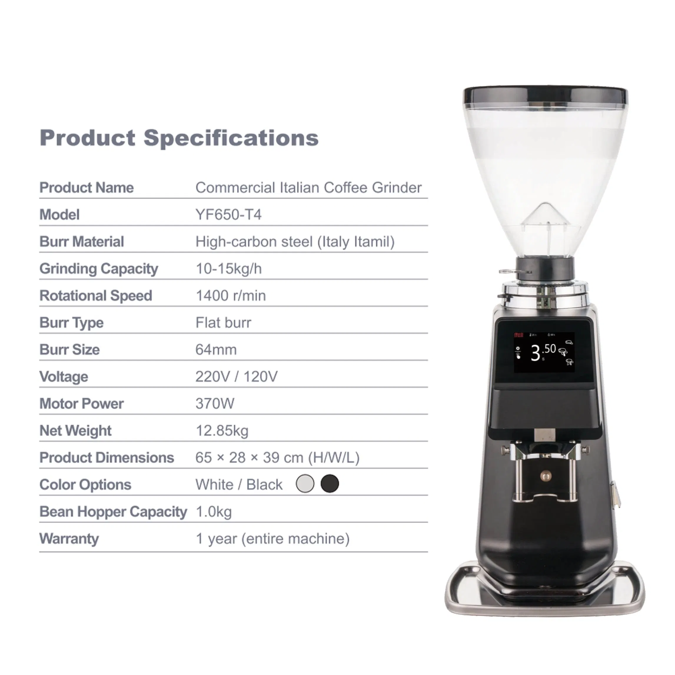 Multifunction Automatic Burr Coffee Grinder with Coarse to Fine Settings Professional Coffee Grinder