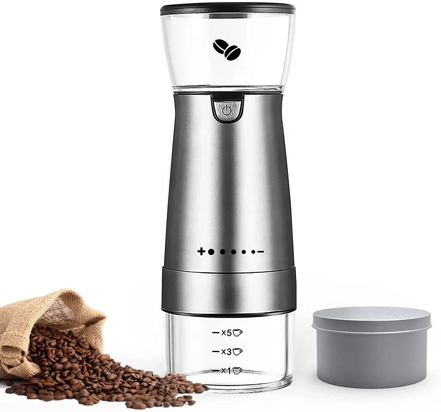 USB Rechargeable Coffee Bean Machine Stainless Steel Portable Electric Coffee Grinder