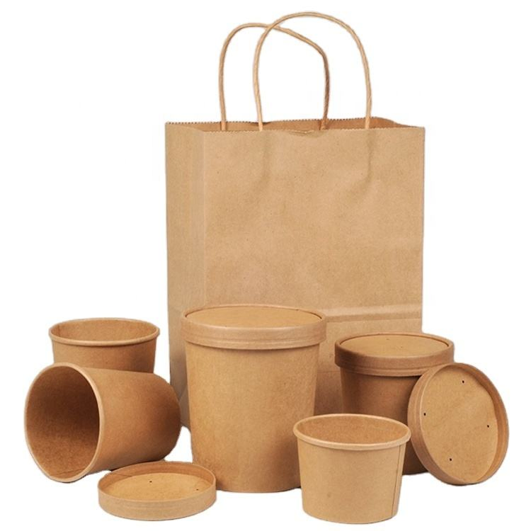 Envase de papel para alimentos personalizable, taza de papel, caja de almuerzo reciclable para llevar