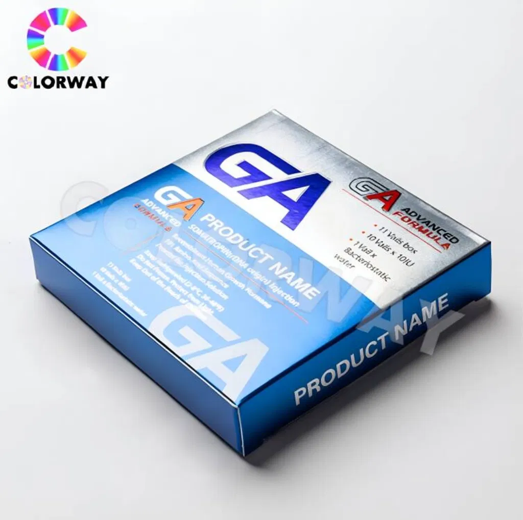 Caja de cartón corrugado para perfumes y cosméticos con estampado en caliente de holograma dorado y plateado, offset UV personalizado, con inserto de papel y ventana de PVC