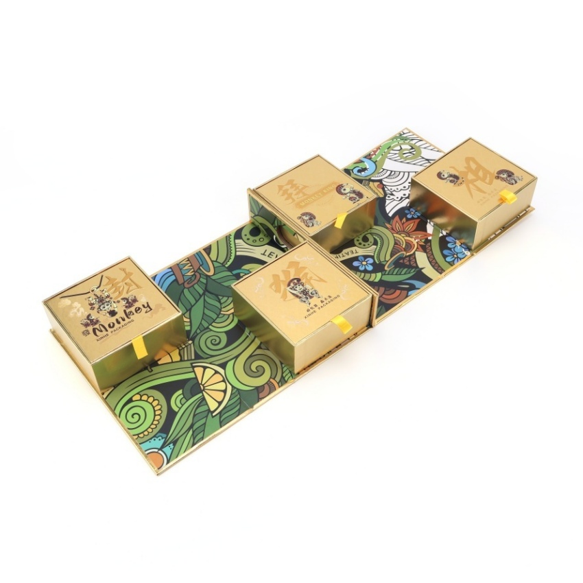 Caja de embalaje de regalo rígida con cajón deslizante de cartón kraft reciclado con logotipo personalizado de lujo