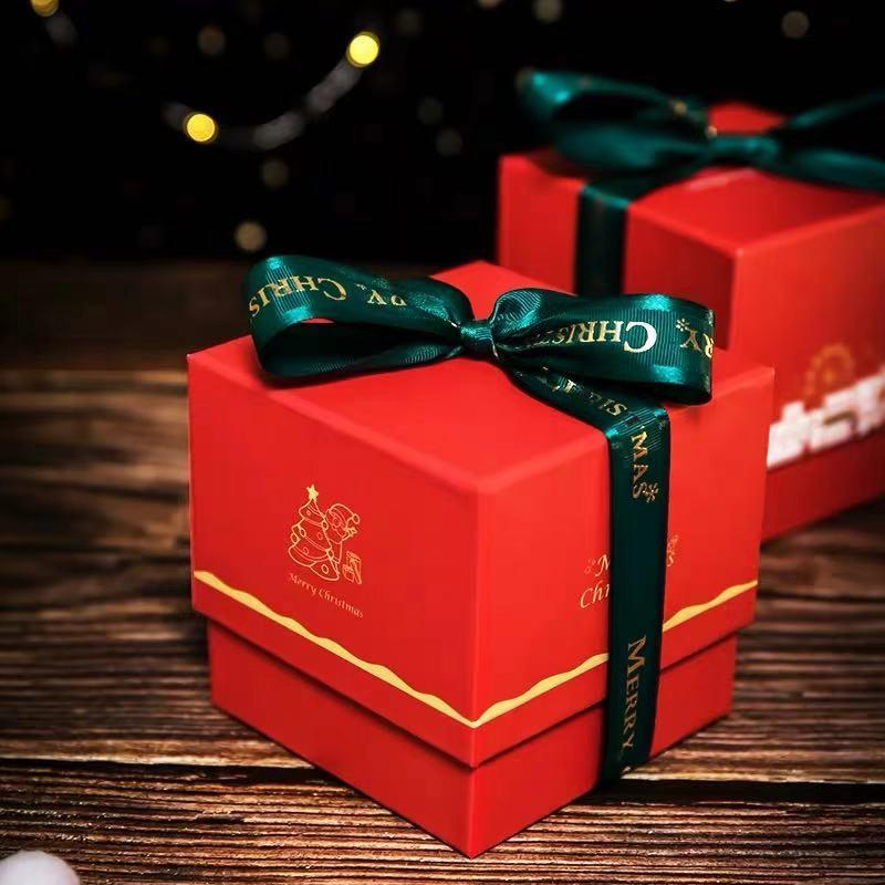 Producto de regalo navideño impreso con logo personalizado, caja de cartón rígido de lujo, embalaje de cajas cuadradas