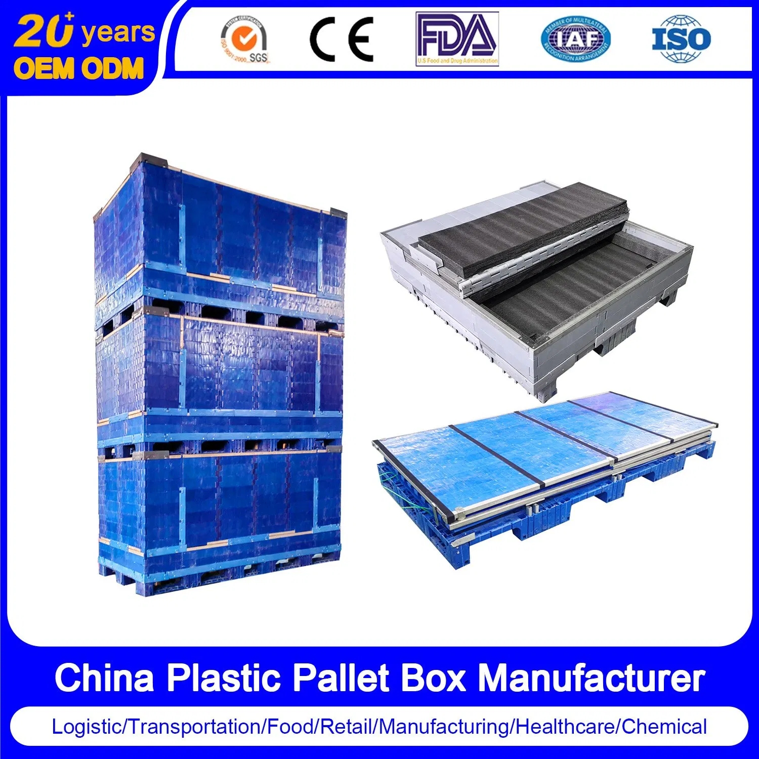 1000*800*400 Caja Plástica Modular de Carga Pesada Antiestática para Embalaje Industrial