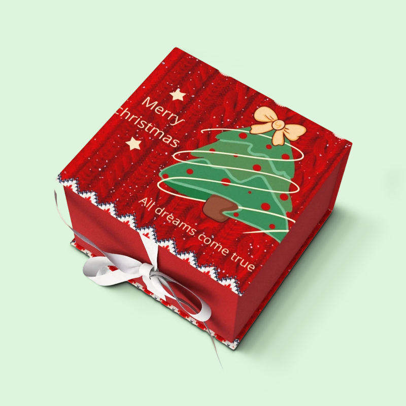 Caja de regalo navideña personalizada de tamaño fábrica con patrón impreso para envolver regalos de festival