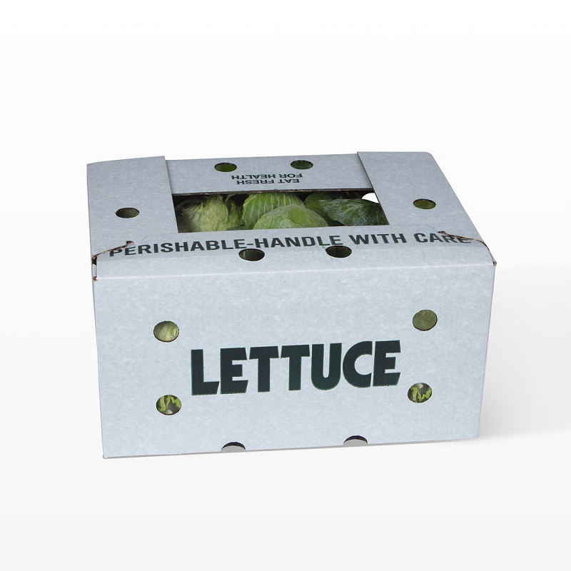 Caja de embalaje de vegetales premium encerada - Caja de cartón para frutas de pared simple con recubrimiento encerado, impresa en cartón corrugado de papel, piña, tomate, pepino, maíz, brócoli