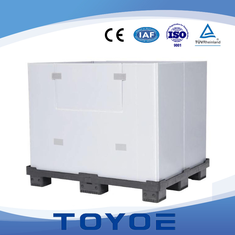 Palé de almacenamiento plegable de China, embalaje reutilizable, bins industriales personalizados, caja de cartón corrugado sólido de plástico para mezcladora de concreto