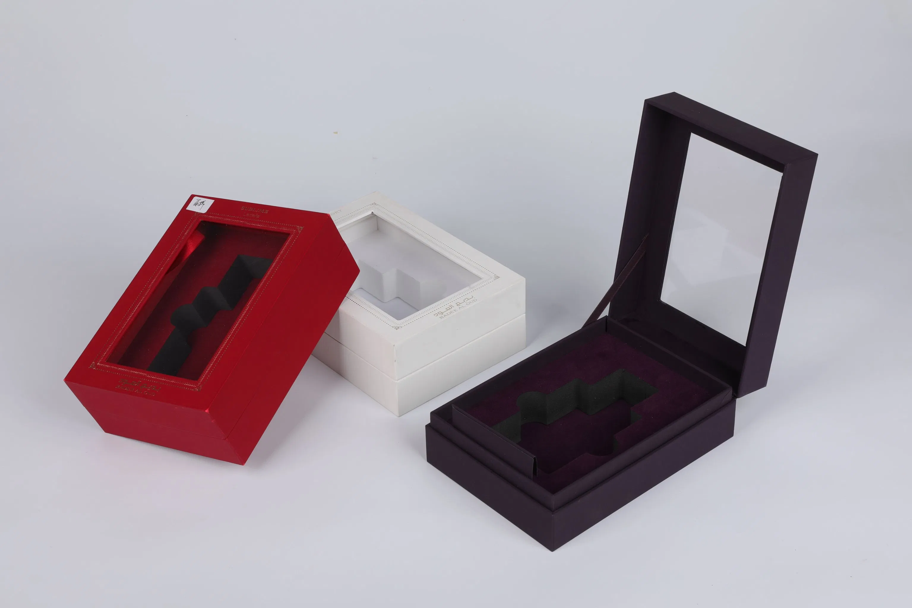 Fábrica de precios de logotipos impresos, embalaje de lujo de marca personalizada, caja de perfume con ventana de PVC, botella de perfume avanzada y exquisita con caja rígida de regalo