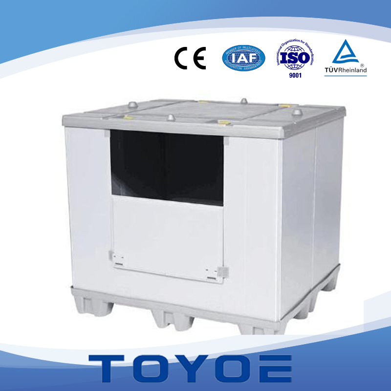 Palé de almacenamiento plegable de China, embalaje reutilizable, bins industriales personalizados, caja de cartón corrugado sólido de plástico para mezcladora de concreto