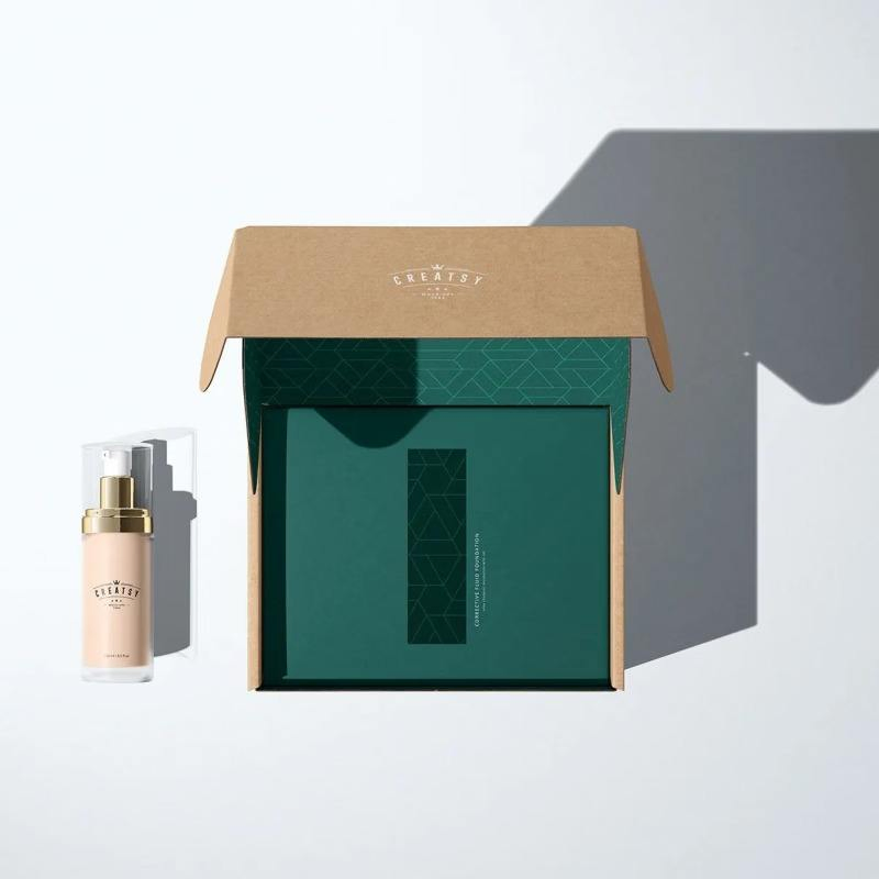 Caja de regalo de cosméticos de crema facial personalizada de alta gama, elegante, ecológica y de cartón corrugado resistente