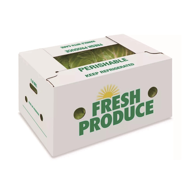 Caja de embalaje de vegetales premium encerada - Caja de cartón para frutas de pared simple con recubrimiento encerado, impresa en cartón corrugado de papel, piña, tomate, pepino, maíz, brócoli