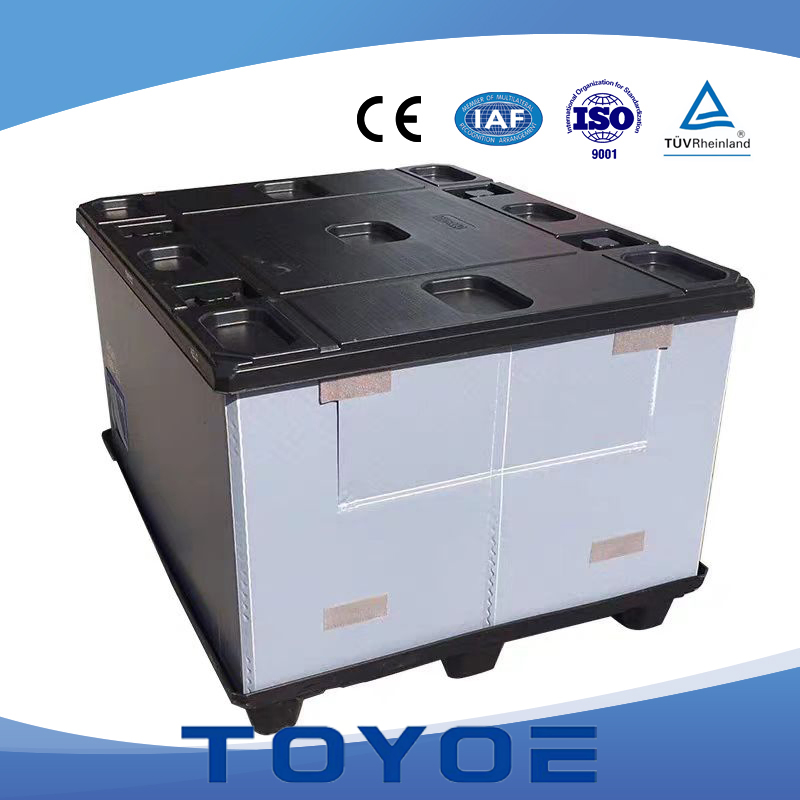 Palé de almacenamiento plegable de China, embalaje reutilizable, bins industriales personalizados, caja de cartón corrugado sólido de plástico para mezcladora de concreto