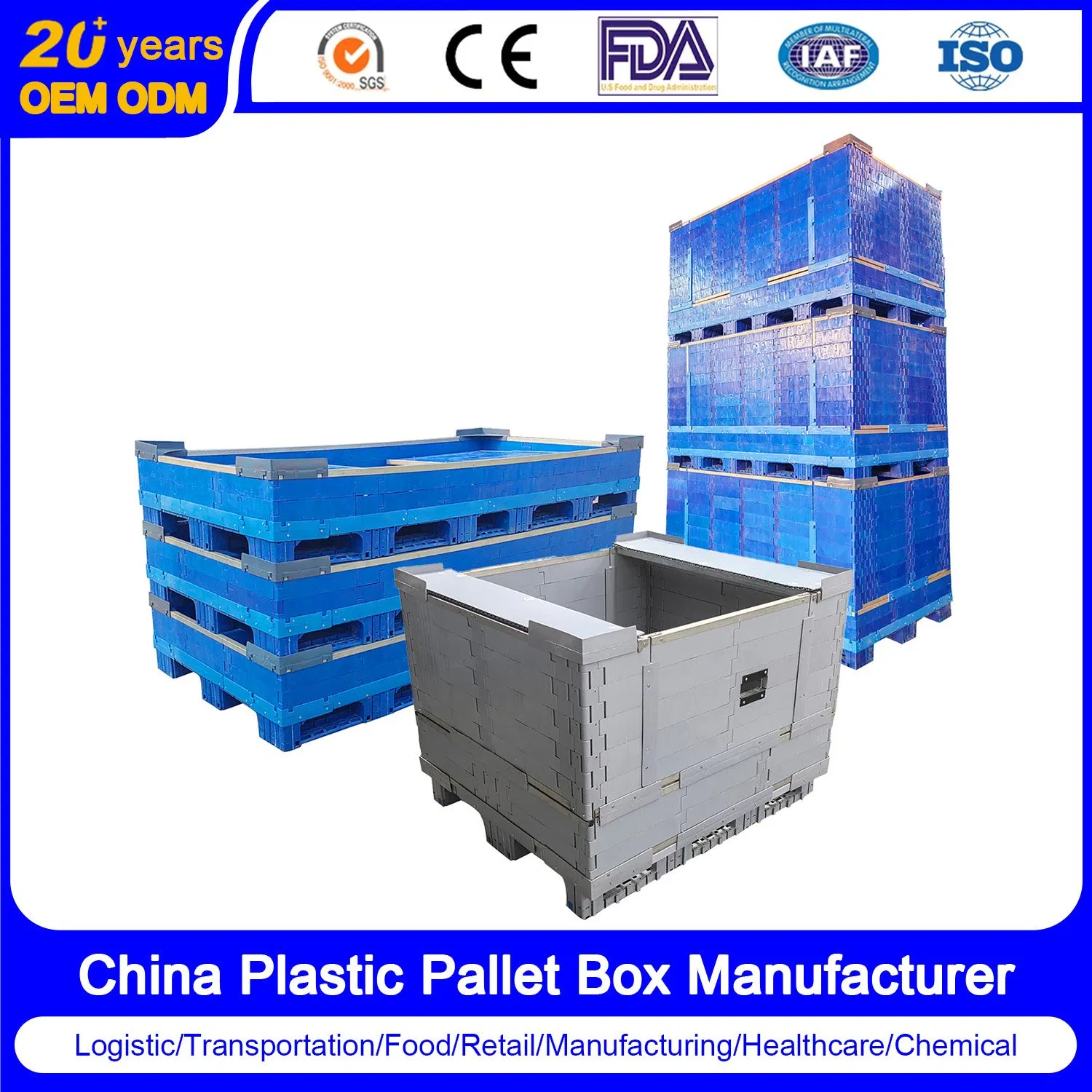 1000*800*400 Caja Plástica Modular de Carga Pesada Antiestática para Embalaje Industrial