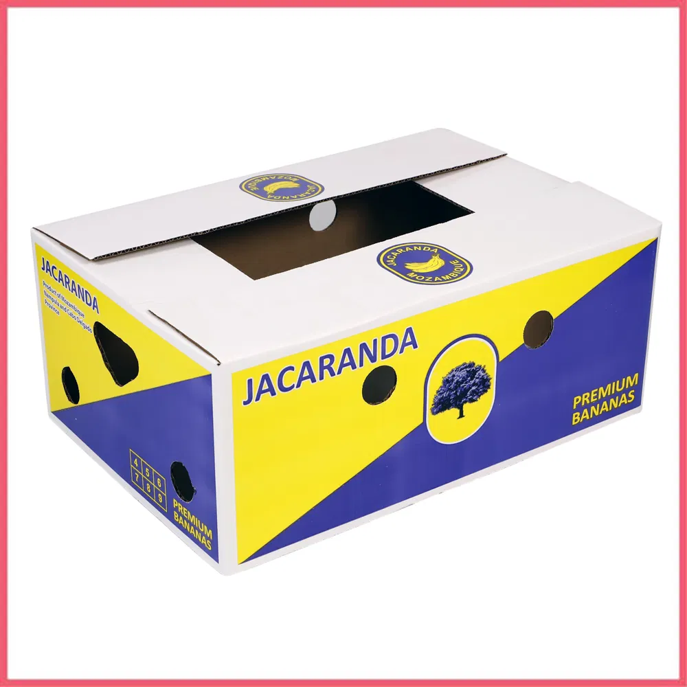 Impresión personalizada de cartón corrugado de papel cereza, limas, cítricos, piña, pera, naranja, manzana, limón, mango, plátano, embalaje de frutas y verduras, caja de cartón para envío