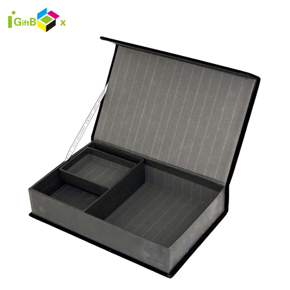 Caja de regalo de cartón negro para almacenamiento de papel de regalo