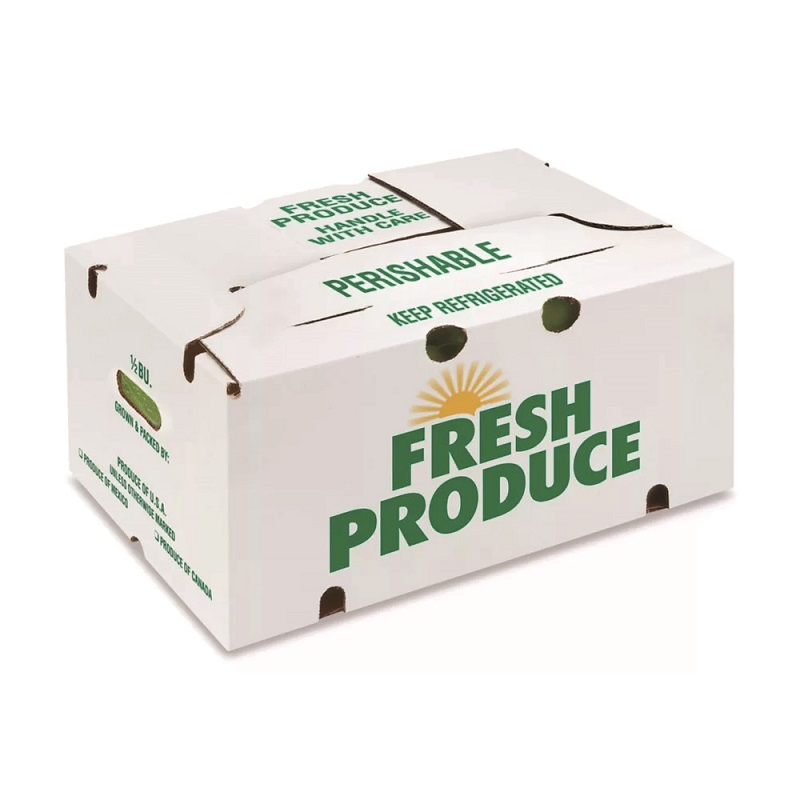 Caja de embalaje de vegetales premium encerada - Caja de cartón para frutas de pared simple con recubrimiento encerado, impresa en cartón corrugado de papel, piña, tomate, pepino, maíz, brócoli