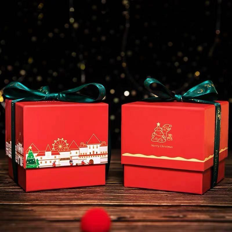Producto de regalo navideño impreso con logo personalizado, caja de cartón rígido de lujo, embalaje de cajas cuadradas