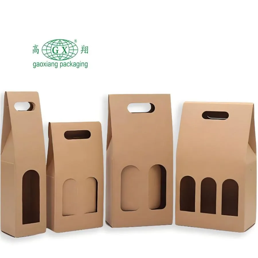 Impresión de logotipos personalizados en cajas de regalo de papel kraft para vino, cerveza y bebidas con ventana de PVC